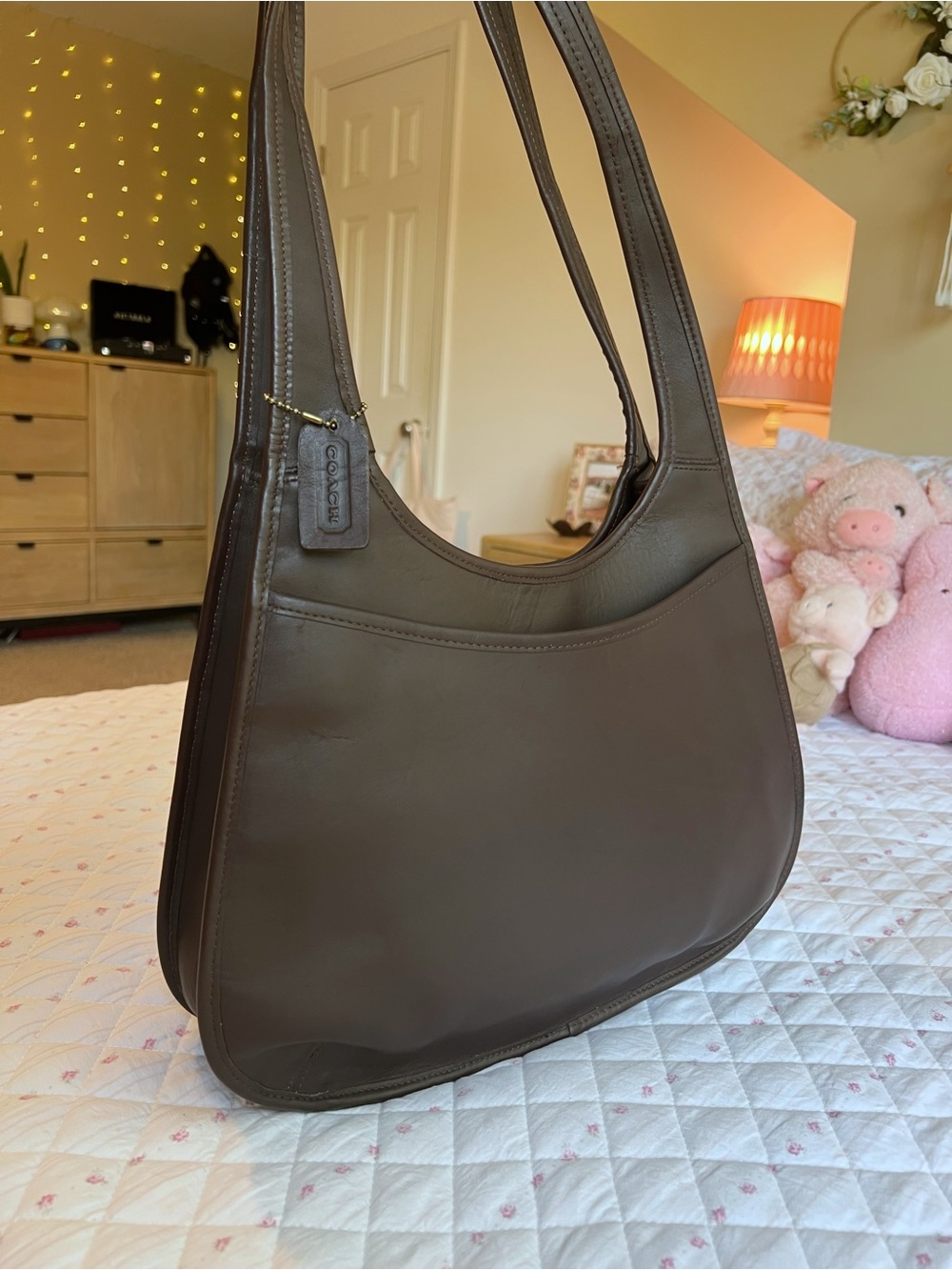 Vintage Coach Ergo XL Pocket Shoulder Bag Mahogany Leather 9035 USA Made